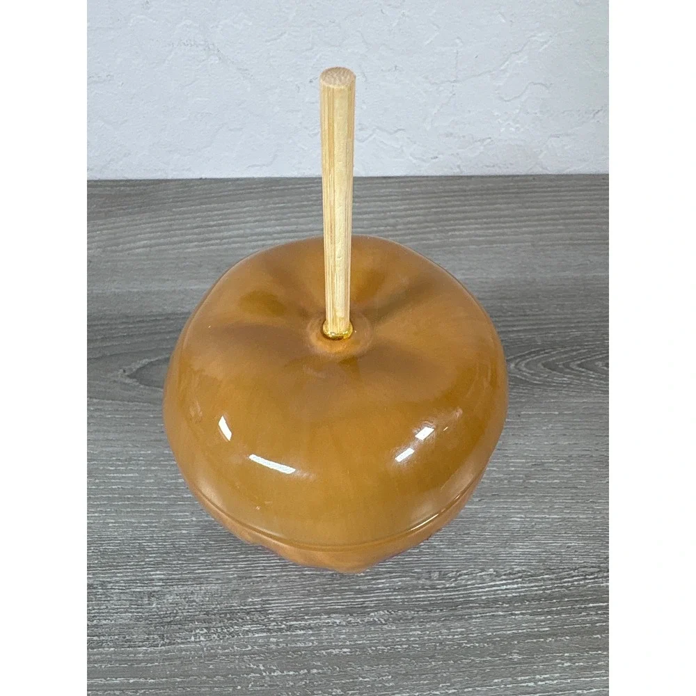 Hallmark Ceramic Caramel Apple Candy Jar Lidded Fall Autumn Decor Red Brown
